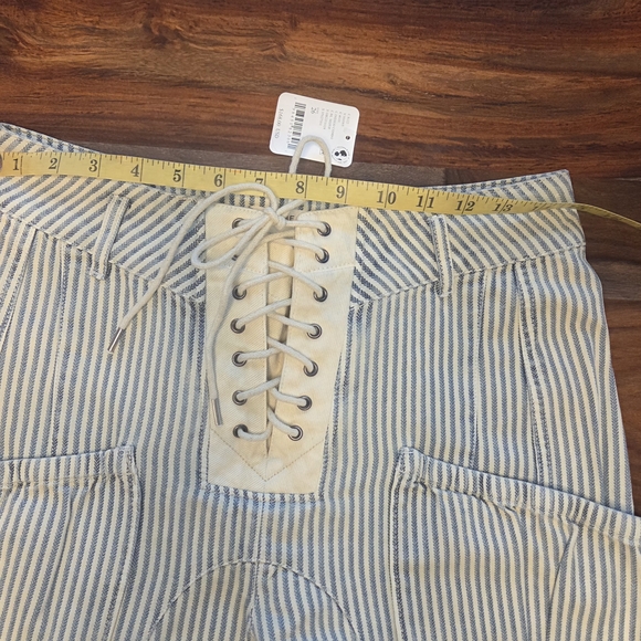 Smooth Sailing Cropped Jeans Striped Lace-Up High-Waisted Pants Size 26 - Picture 8 of 13